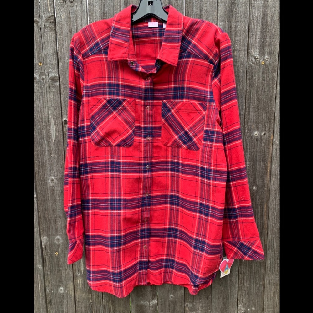 NWT Make + Model Red Plaid Flannel Shirt